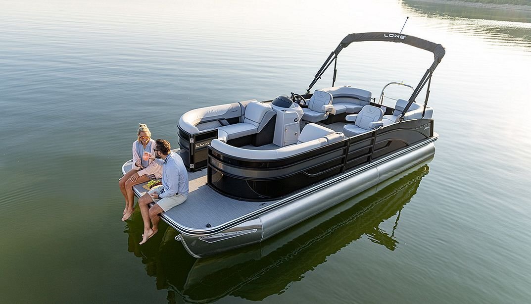 2025 Lowe Boats SS230 Walk Thru Special Indigo Blue Metallic Fence w/ Black Rails w/White Custom Graphic