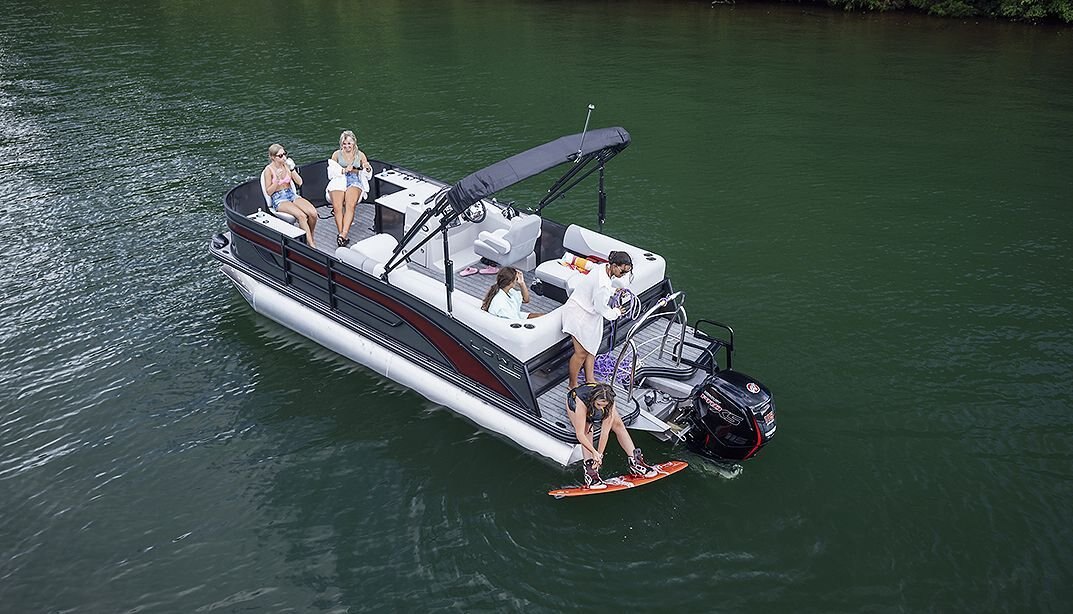 2025 Lowe Boats SF212 WT Black Metallic Exterior Gray Upholstery with Mono Chrome Accents