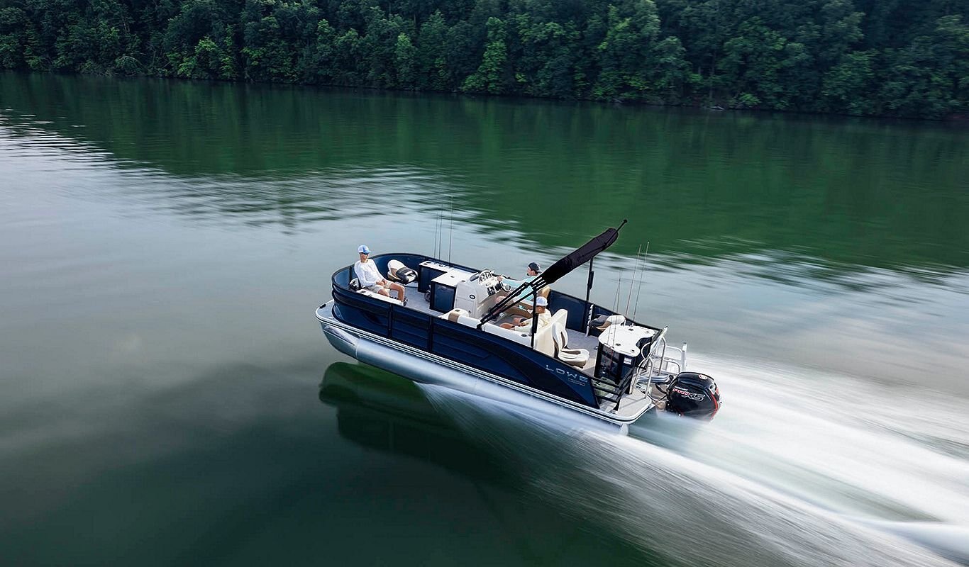 2025 Lowe Boats SF214 Caribou Metallic Exterior Gray Upholstery with Blue Accents