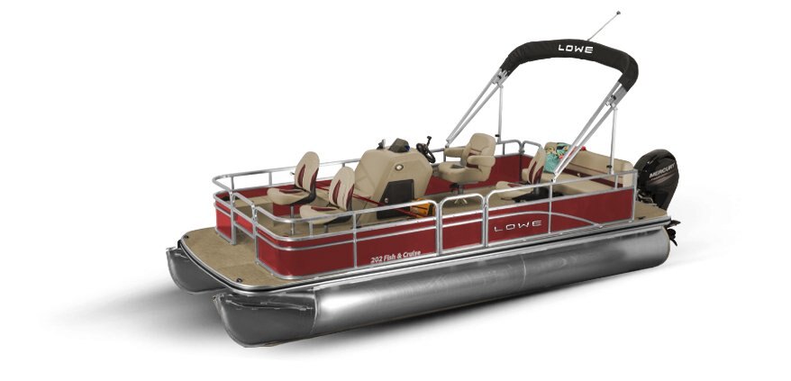 2025 Lowe Boats Ultra 202 Fish & Cruise Wineberry Metallic Exterior - Beige Upholstery with Red Accents