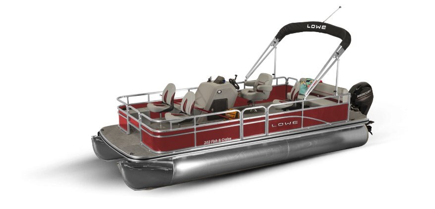 2025 Lowe Boats Ultra 202 Fish & Cruise Wineberry Metallic Exterior - Gray Upholstery with Red Accents