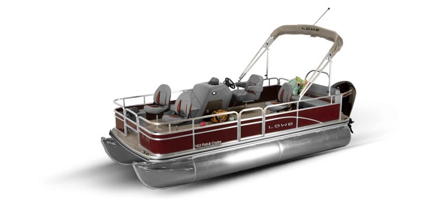 2025 Lowe Boats Ultra 182 Fish & Cruise Wineberry Metallic Exterior - Gray Upholstery with Red Accents