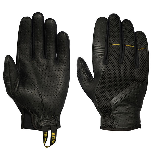 HELGRADE BECKFORD LEATHER AND MESH GLOVES Medium Black Men's