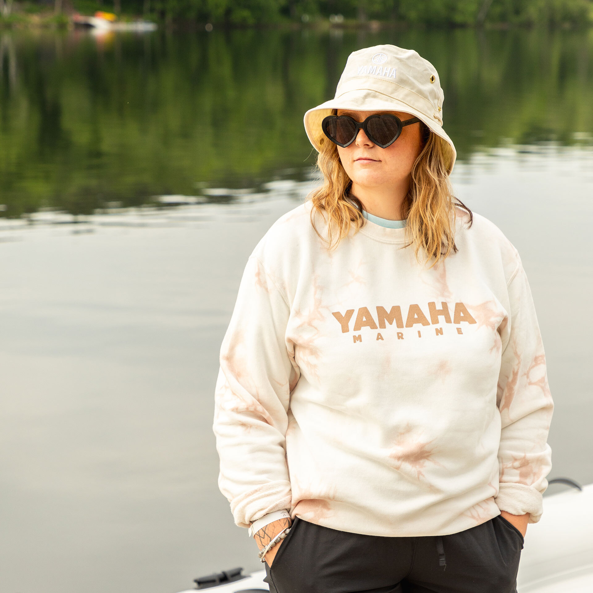 Sweat-shirt ras du cou Yamaha Marine Tie Dye Extra Large blanc