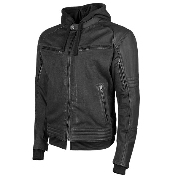 Veste de moto en cuir et toile Straight Savage pour hommes Speed ​​And Strength