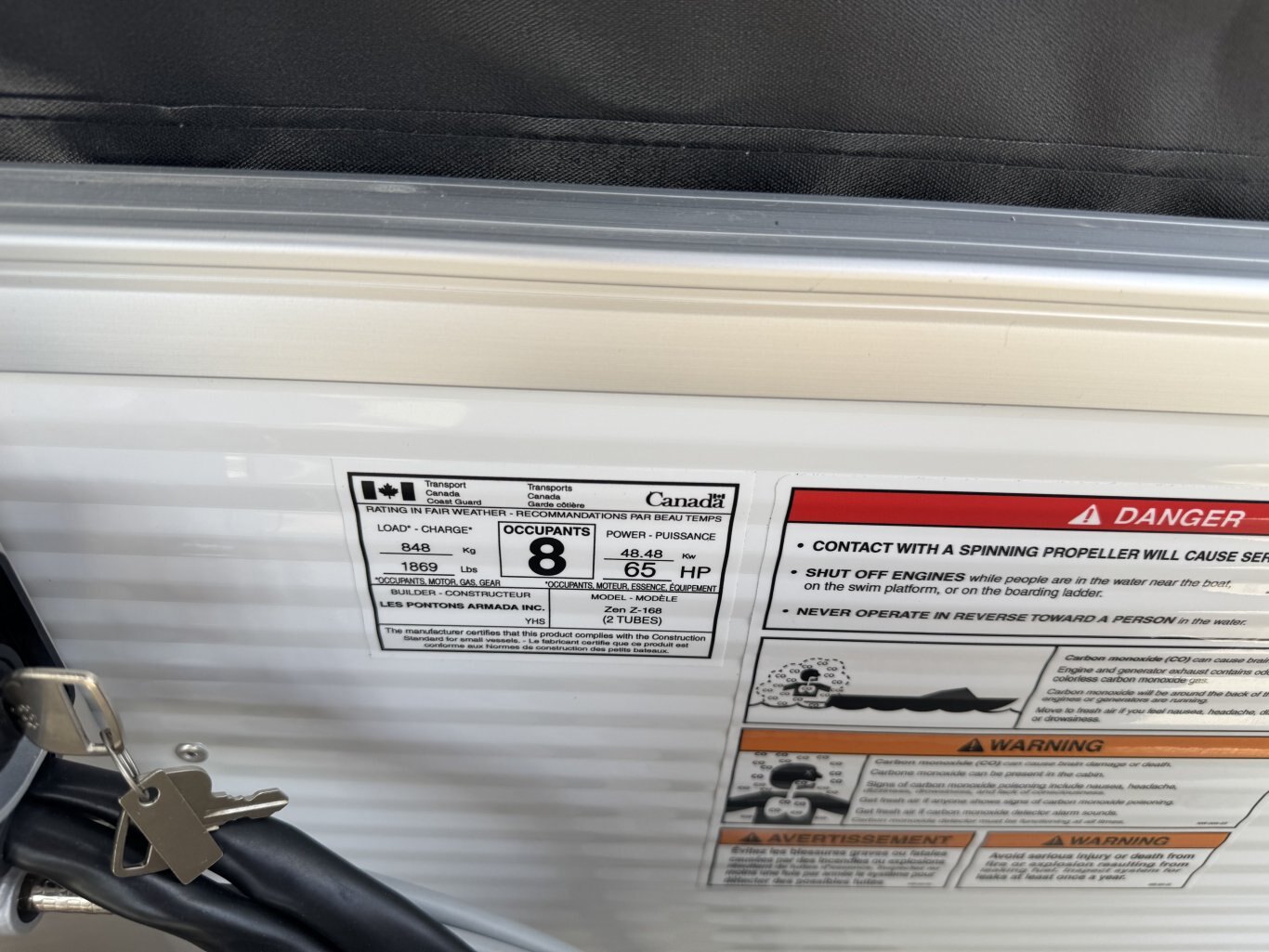 2025 Ponton Armada Zen 168 TÔLE EXTÉRIEURE BLANCHE