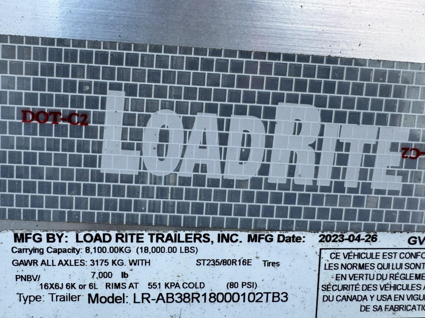 2024 LoadRite Elite 18000lbs Tri Axle Trailer