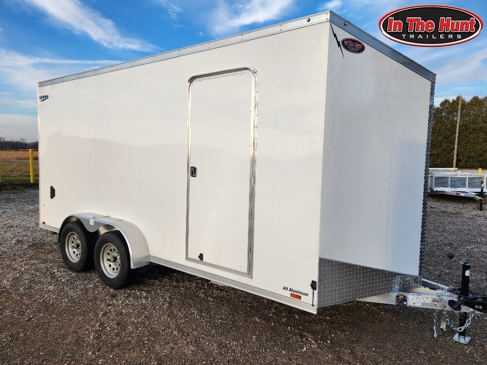 2024 Lightning 7x16 All Aluminum Tandem Axle Enclosed in White