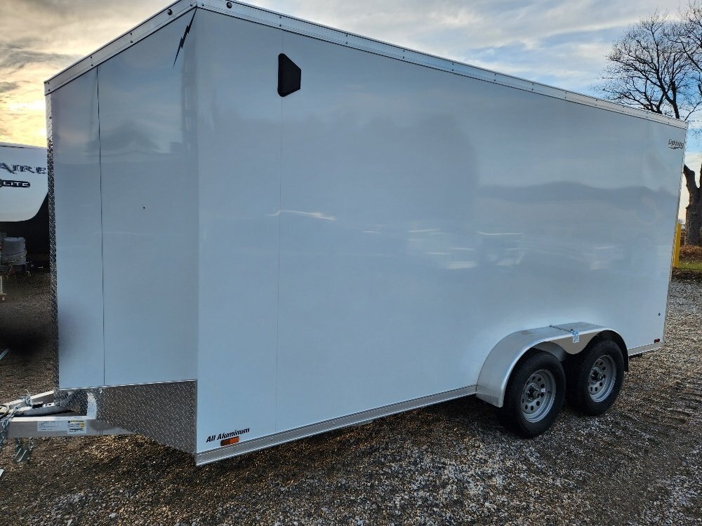 2024 Lightning 7x16 All Aluminum Tandem Axle Enclosed in White