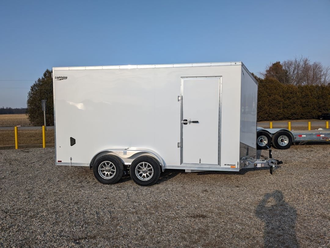 2024 Lightning 7x14 All Aluminum With Extra Height With Barn Doors in White