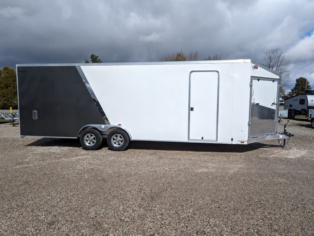 2024 Lightning 8.5x24 Two Tone Aluminum Car Hauler In White/Grey