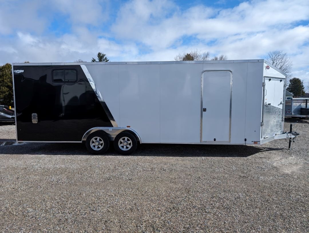 2024 Lightning 8.5x24 Two Tone Aluminum Car Hauler In White/Black