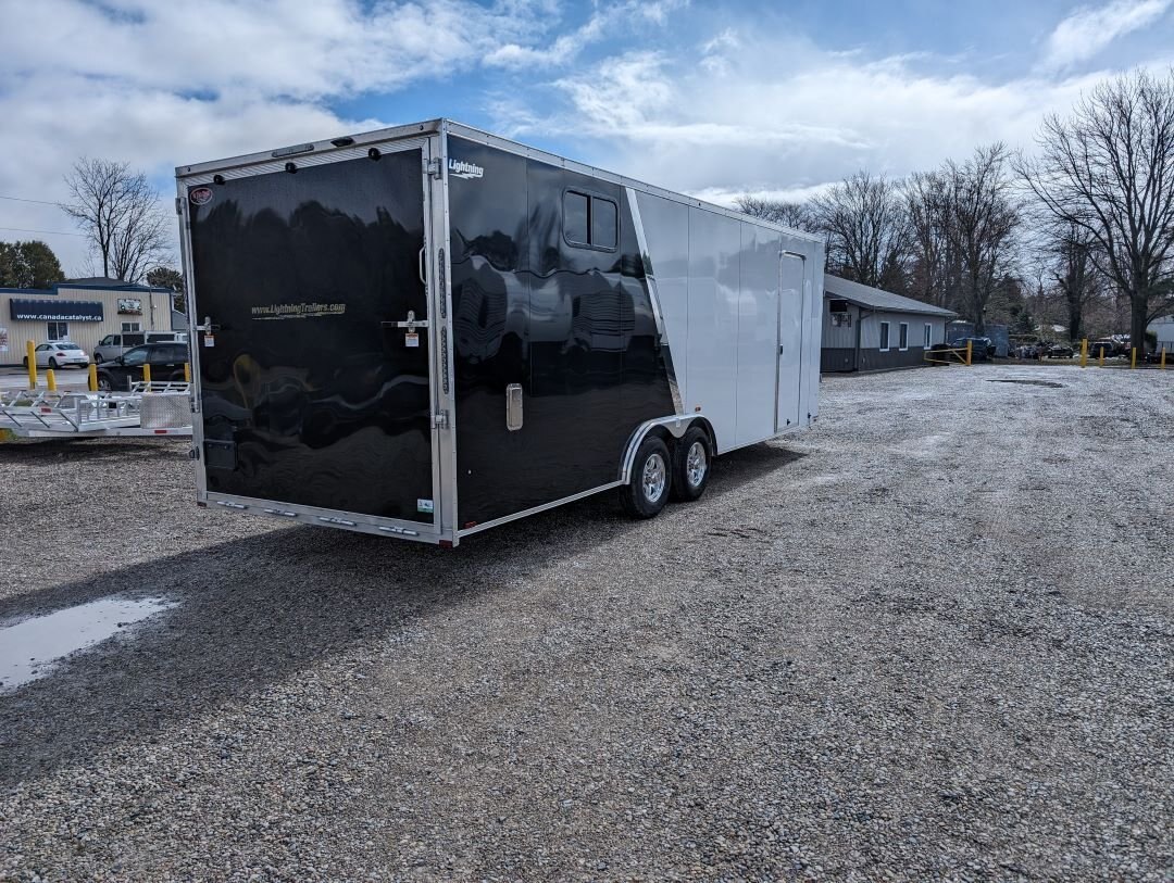 2024 Lightning 8.5x24 Two Tone Aluminum Car Hauler In White/Black