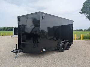 2026 Cargo Mate 7.5x14 Steel Enclosed With Blackout Wide Body & Blackout Package