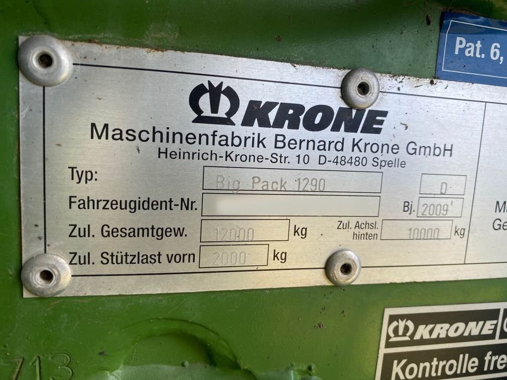 2009 Krone Big Pack 1290 XC Square Baler #7018 BP