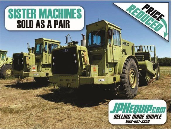 1989 Terex TS24C Motor Scraper - Selling as a Pair - Sister Machines #6334 BP