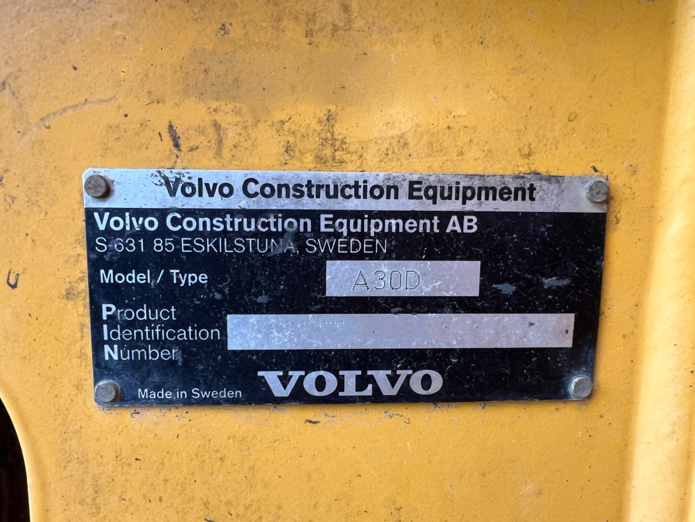 2007 Volvo A30D Articulated Rock Truck #8110 JF