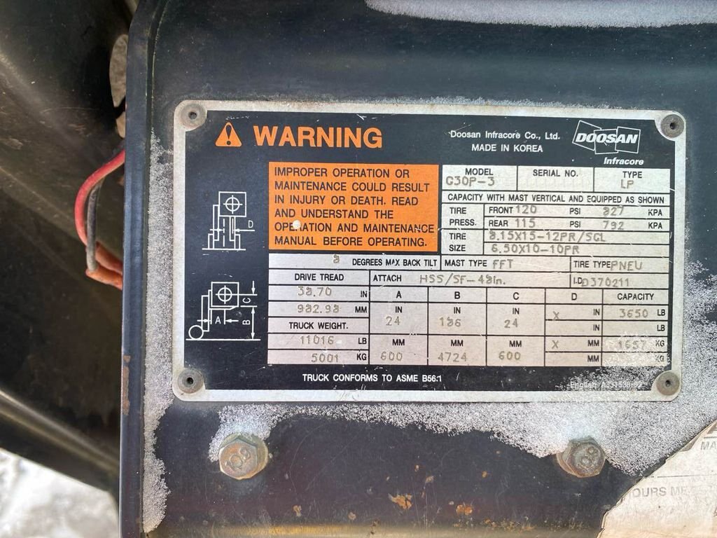 2007 Doosan Daewoo G30P 3 Forklift