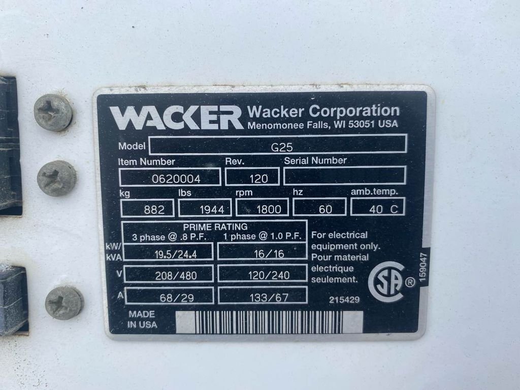 2011 Wacker G25 Generator