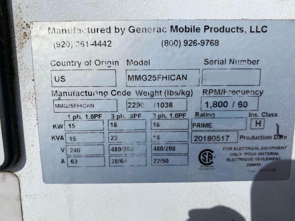 2018 Generac Magnum MMG25FHICAN Generator