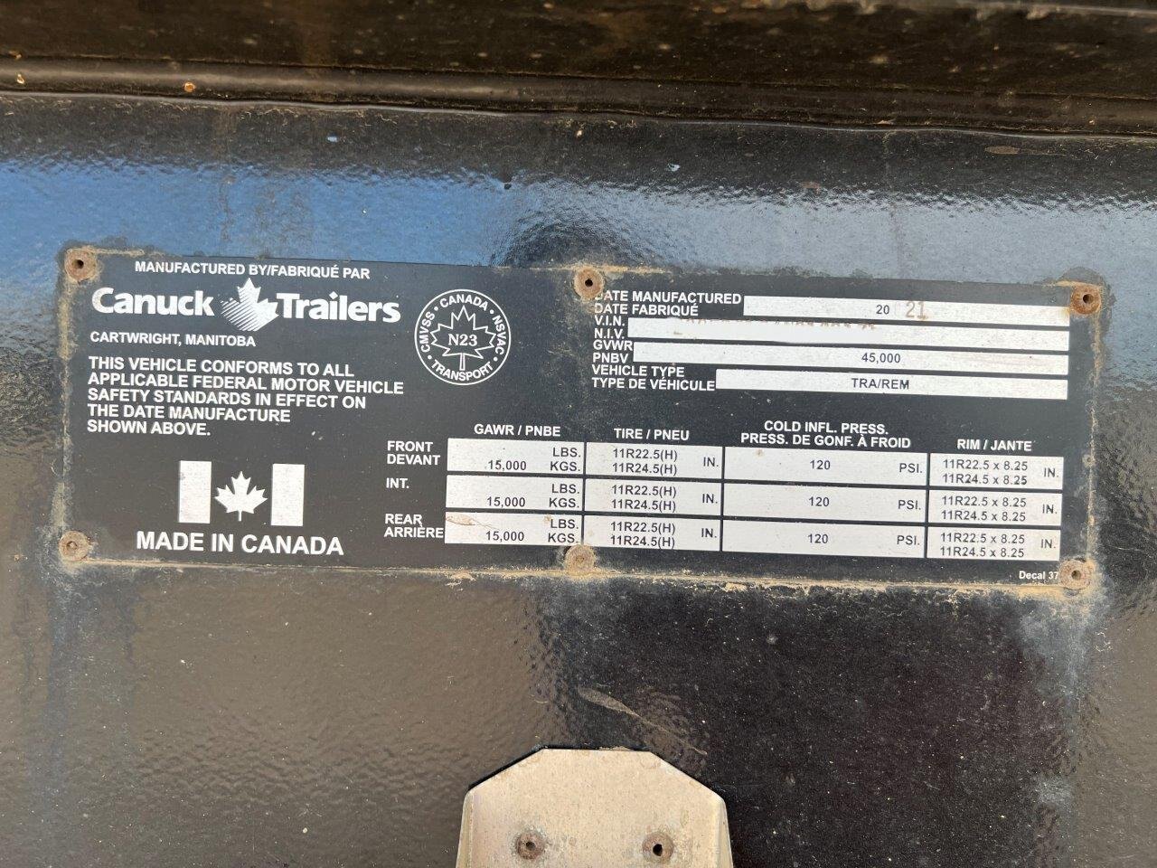 2022 Canuck R12 3500 Triaxle End Dump Trailer #8873 JF