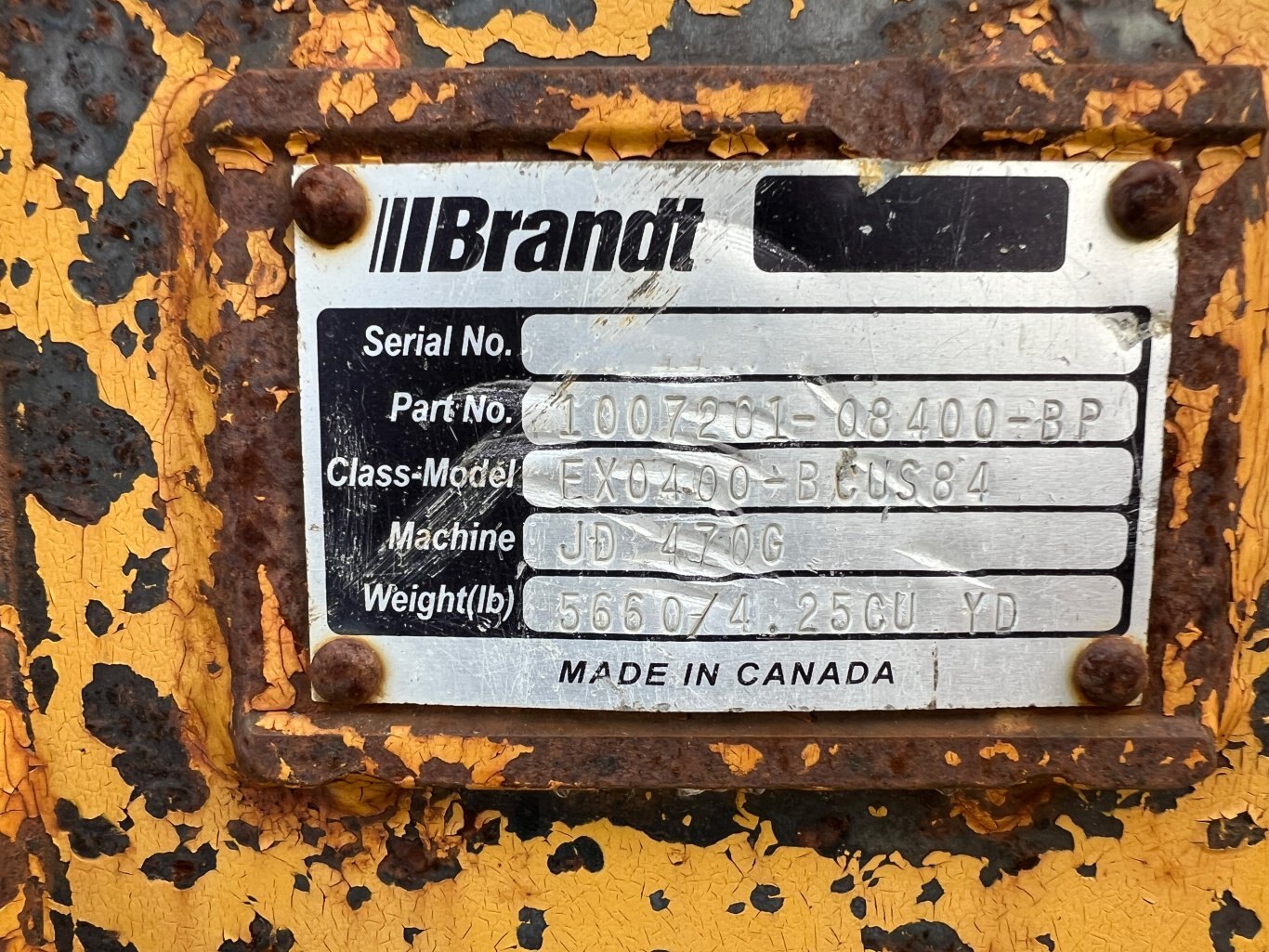 400 Series Brandt 84 Clean Up Bucket from 470G #9229 JF