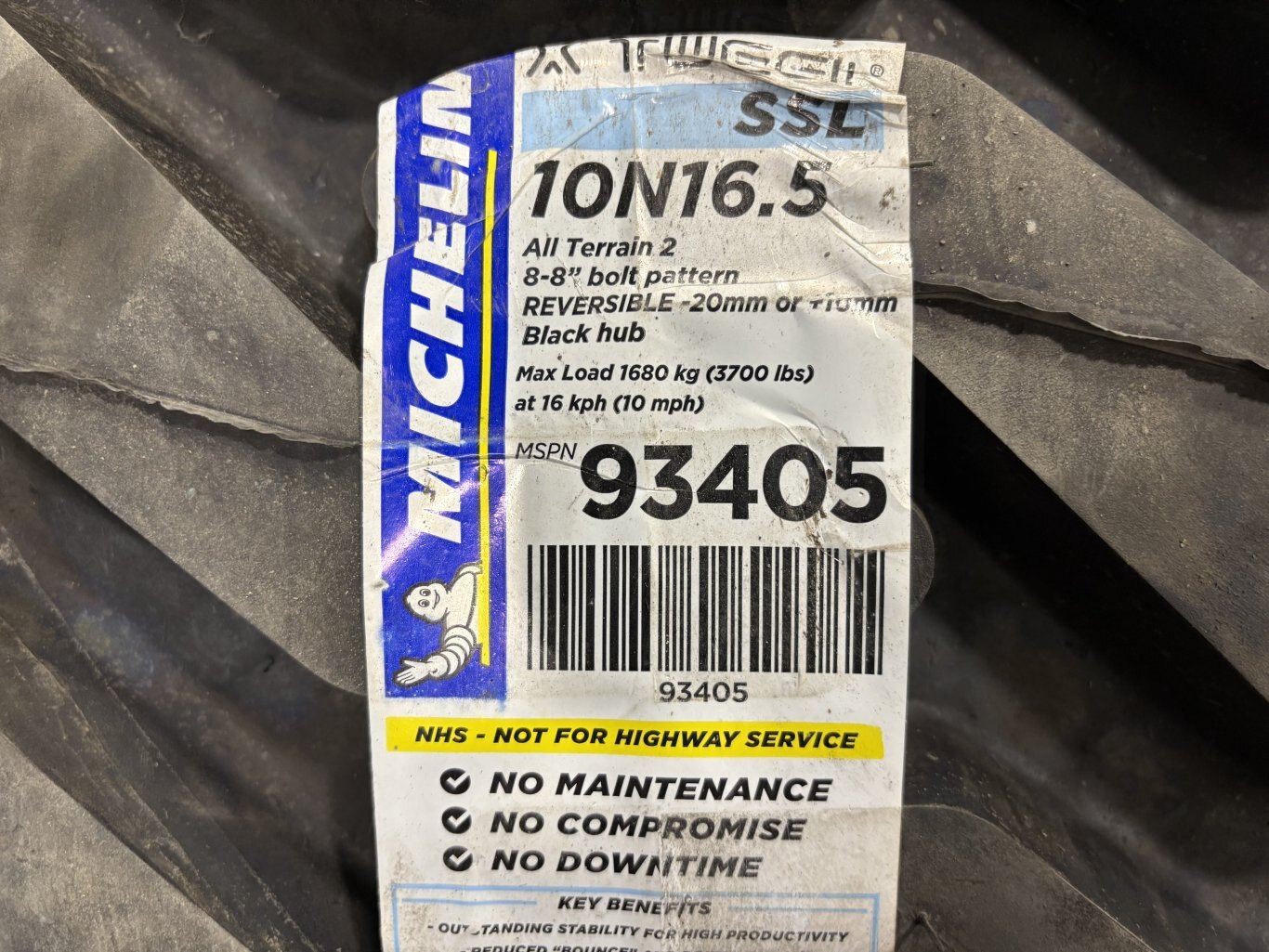 New Michelin 10N16.5 All Terrain Puncture Proof Skid Steer Tires #9302 AS