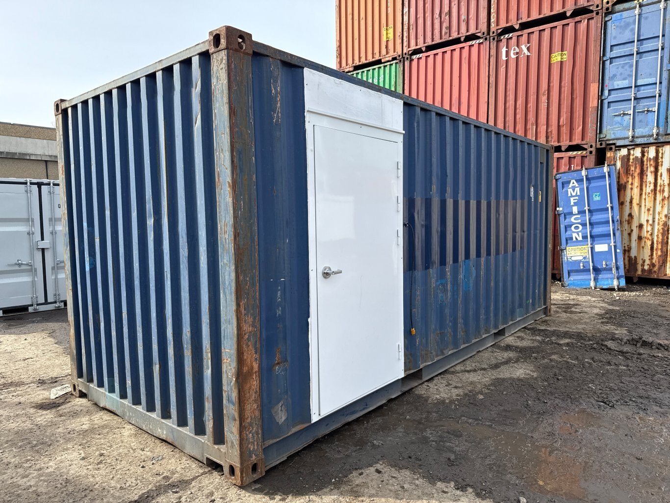 Custom Sea Can Cold Storage Tool Crib w/ Man Door, Power, and Lighting #9498 JA