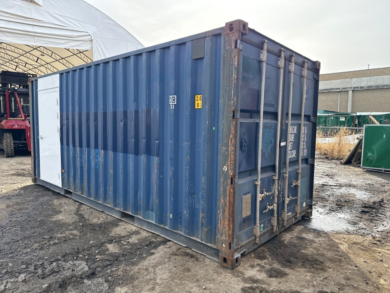 Custom Sea Can Cold Storage Tool Crib w/ Man Door, Power, and Lighting #9498 JA