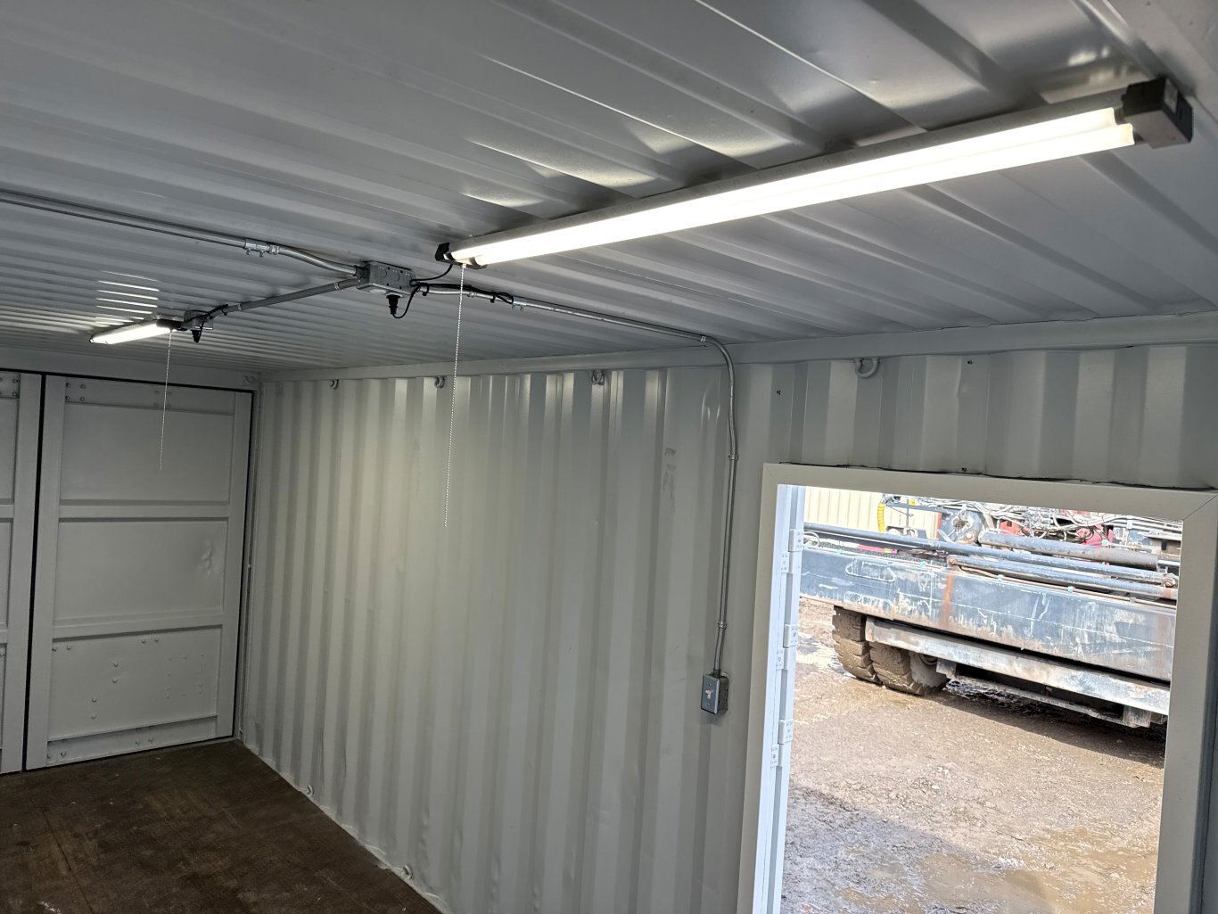 Custom Sea Can Cold Storage Tool Crib w/ Man Door, Power, and Lighting #9498 JA