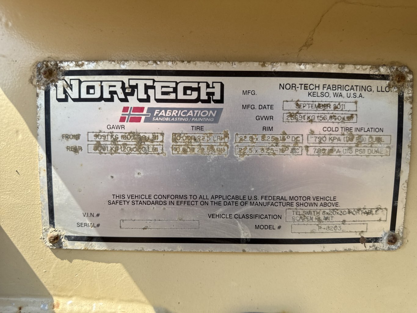 2011 Telsmith 6203 32LP Screen Plant #9837 JA