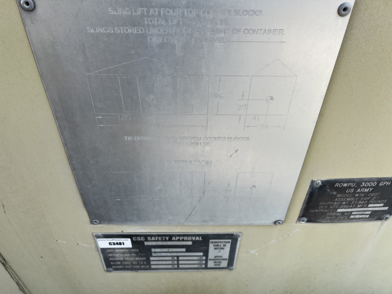 1992 Rowpu WTA 060 Reverse Osmosis Water Purification Unit • Water Treatment Plant • 3000 GPH US Army #9960 BP