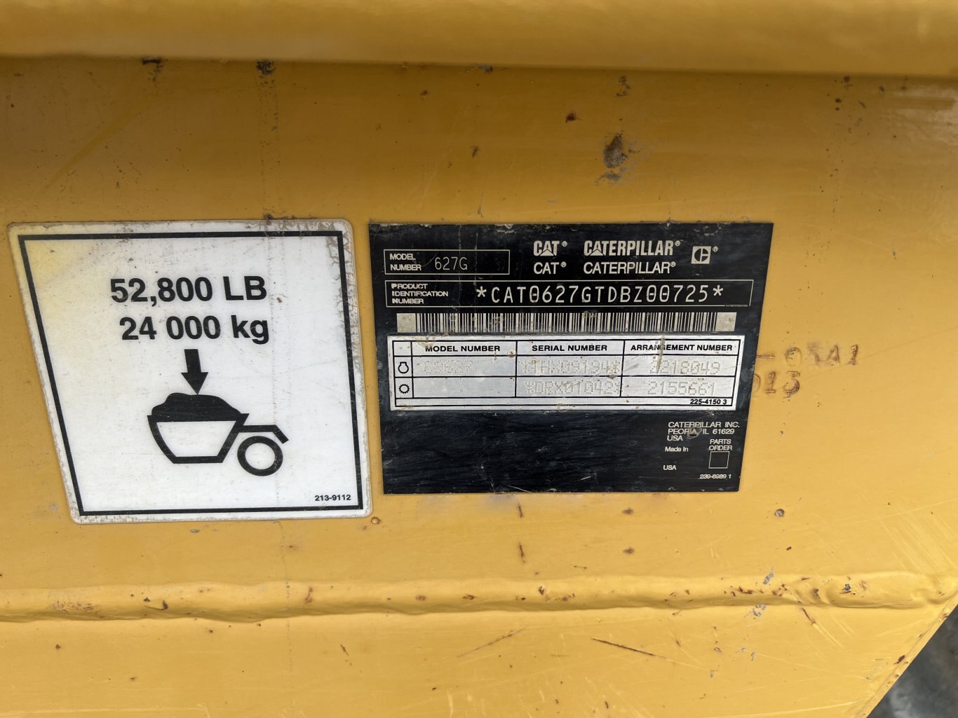 2007 Caterpillar 627G Motor Scraper #11035 BP