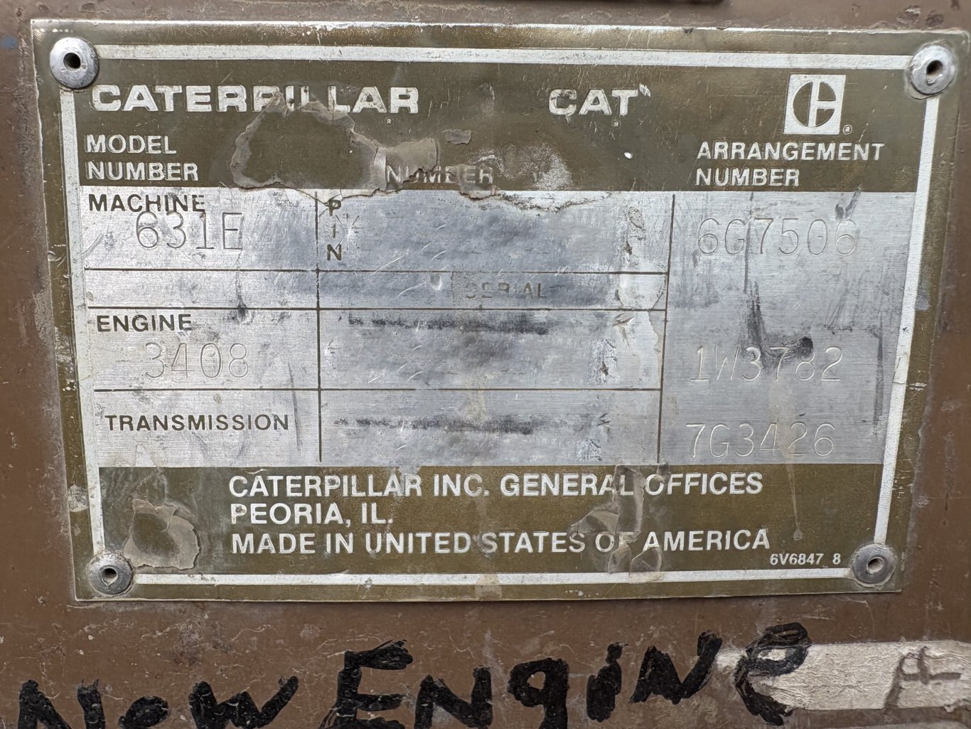 1988 Caterpillar 631E Motor Scraper #11240 BP