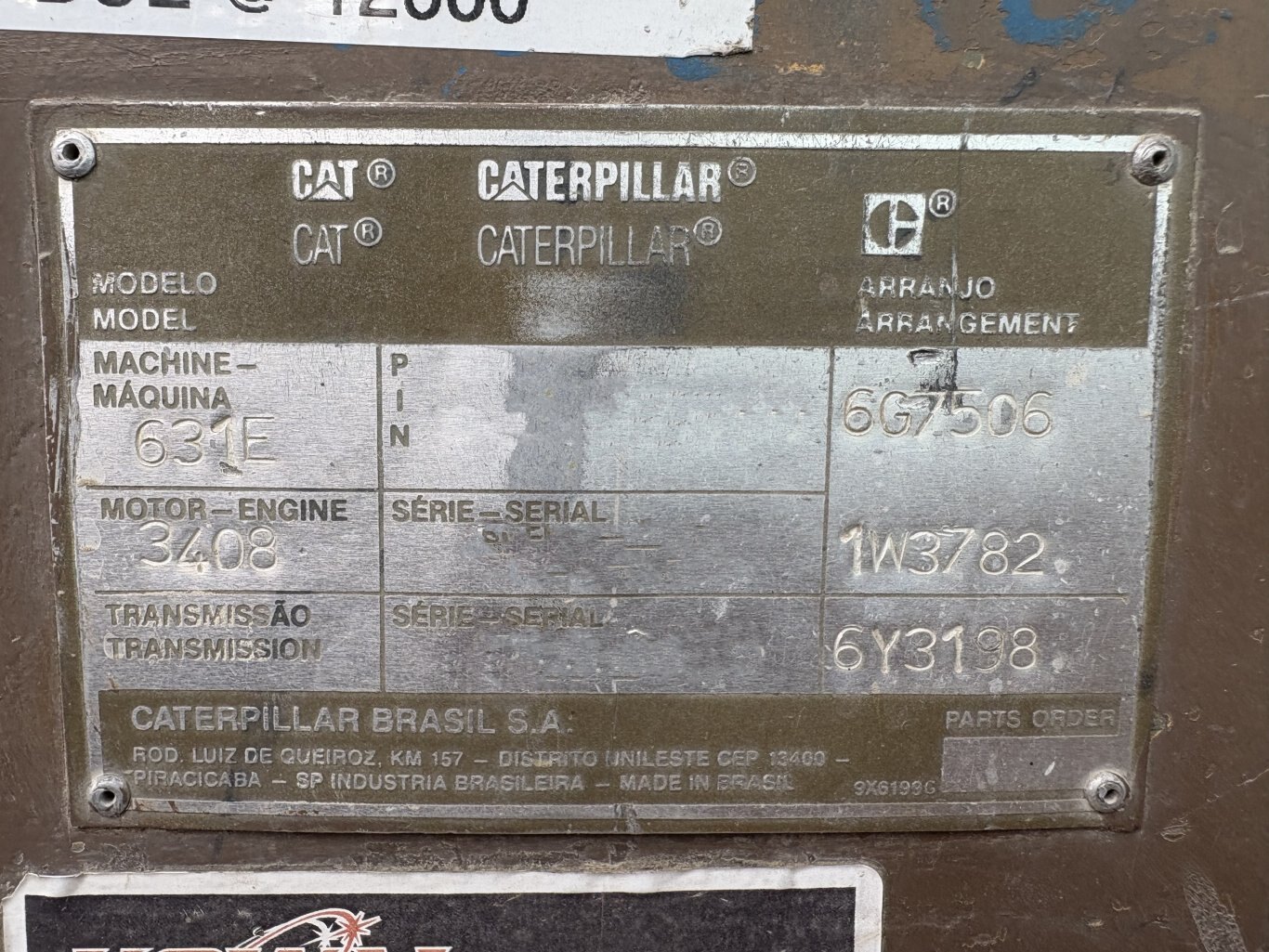 1990 Caterpillar 631E Motor Scraper #11243 AS