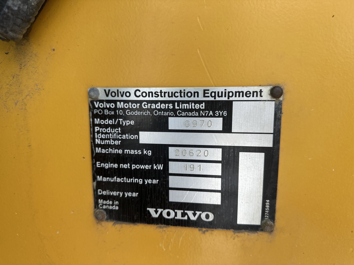 2007 Volvo G970 Grader with Front Plow & Snow wing #11275 DP