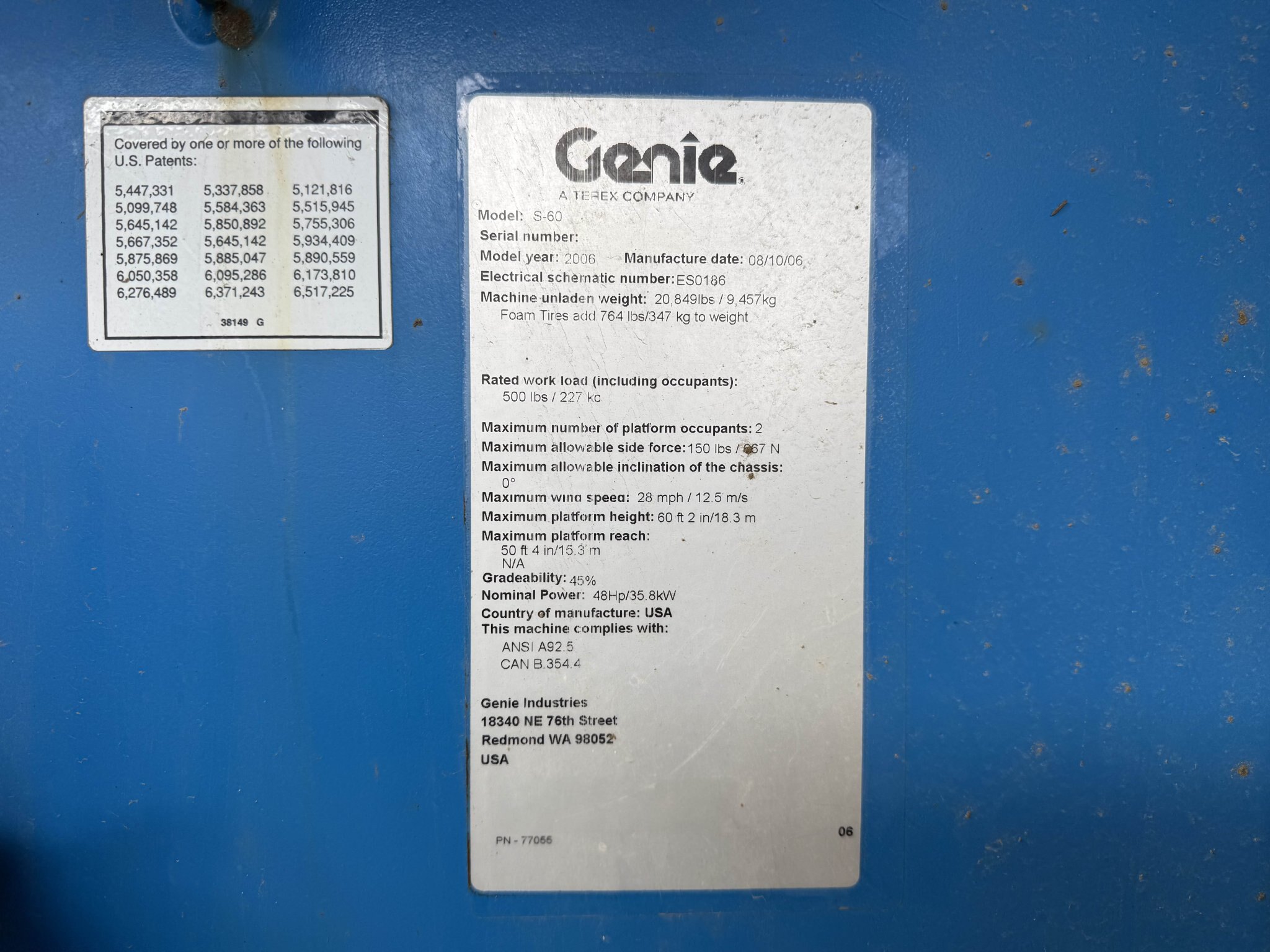 2006 Genie S 60 4WD Diesel Telescopic Boom Lift with Solid Tires #11354 JA