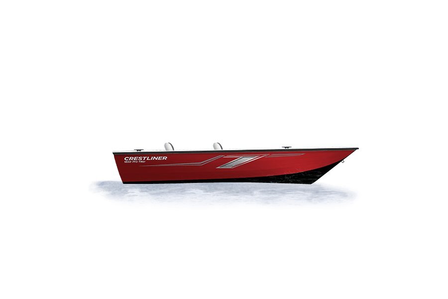 2024 Crestliner 1850 PRO TILLER Black Metallic base w/Fire Red Metallic accent & Gray interior