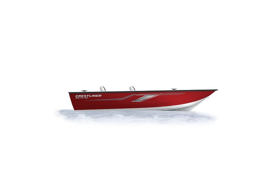 2024 Crestliner 1850 PRO TILLER Bright White base w/Fire Red Metallic accent & Gray interior