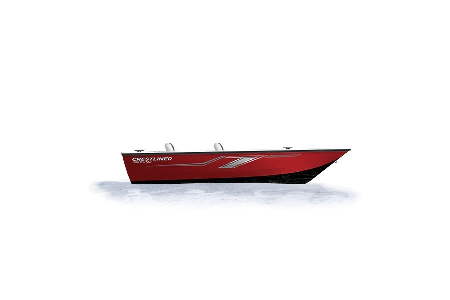 2024 Crestliner 1750 PRO TILLER  Black Metallic base w/Fire Red Metallic accent & Gray interior