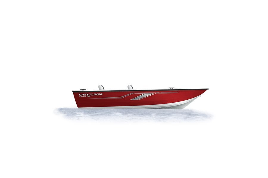 2024 Crestliner 1750 PRO TILLER  Bright White base w/Fire Red Metallic accent & Gray interior