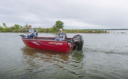 2024 Crestliner 1650 PRO TILLER Black Metallic base w/True Blue Metallic accent & Gray interior