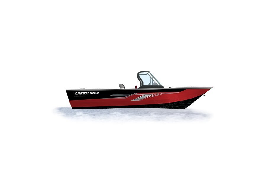 2024 Crestliner 1950 FISH HAWK Black Metallic base w/Fire Red Metallic accent & Gray interior