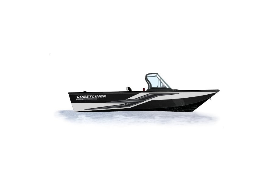 2024 Crestliner 1950 SUPER HAWK Black Metallic base w/Bright White accent & Gray interior