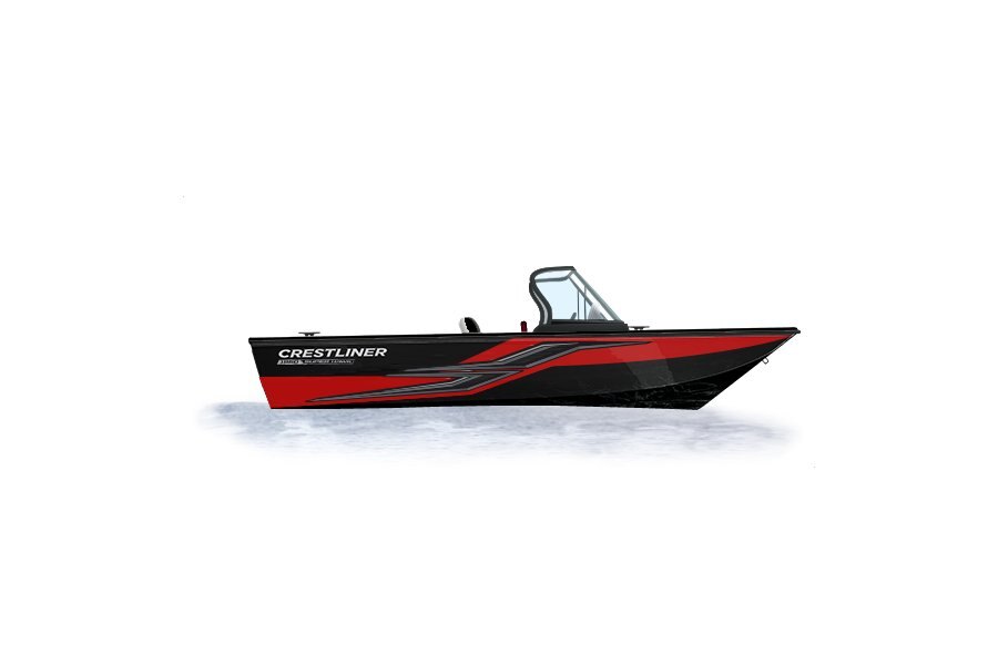 2024 Crestliner 1950 SUPER HAWK Black Metallic base w/Fire Red Metallic accent & Gray interior