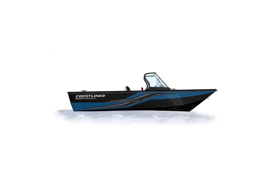 2024 Crestliner 1950 SUPER HAWK  Black Metallic base w/True Blue Metallic accent & Gray interior