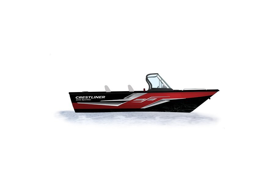 2024 Crestliner 2250 SPORTFISH Black Metallic base w/Fire Red Metallic accent & Gray interior