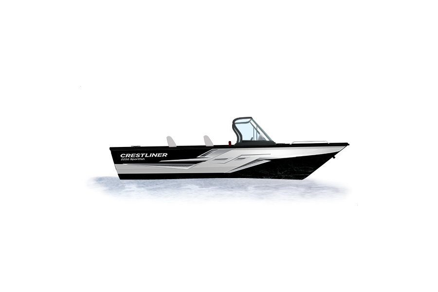 2024 Crestliner 2250 SPORTFISH  Black Metallic base w/Bright White accent & Gray interior