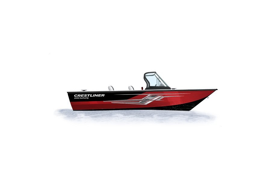 2024 Crestliner 2250 AUTHORITY  Black Metallic base w/Fire Red Metallic accent & Gray interior