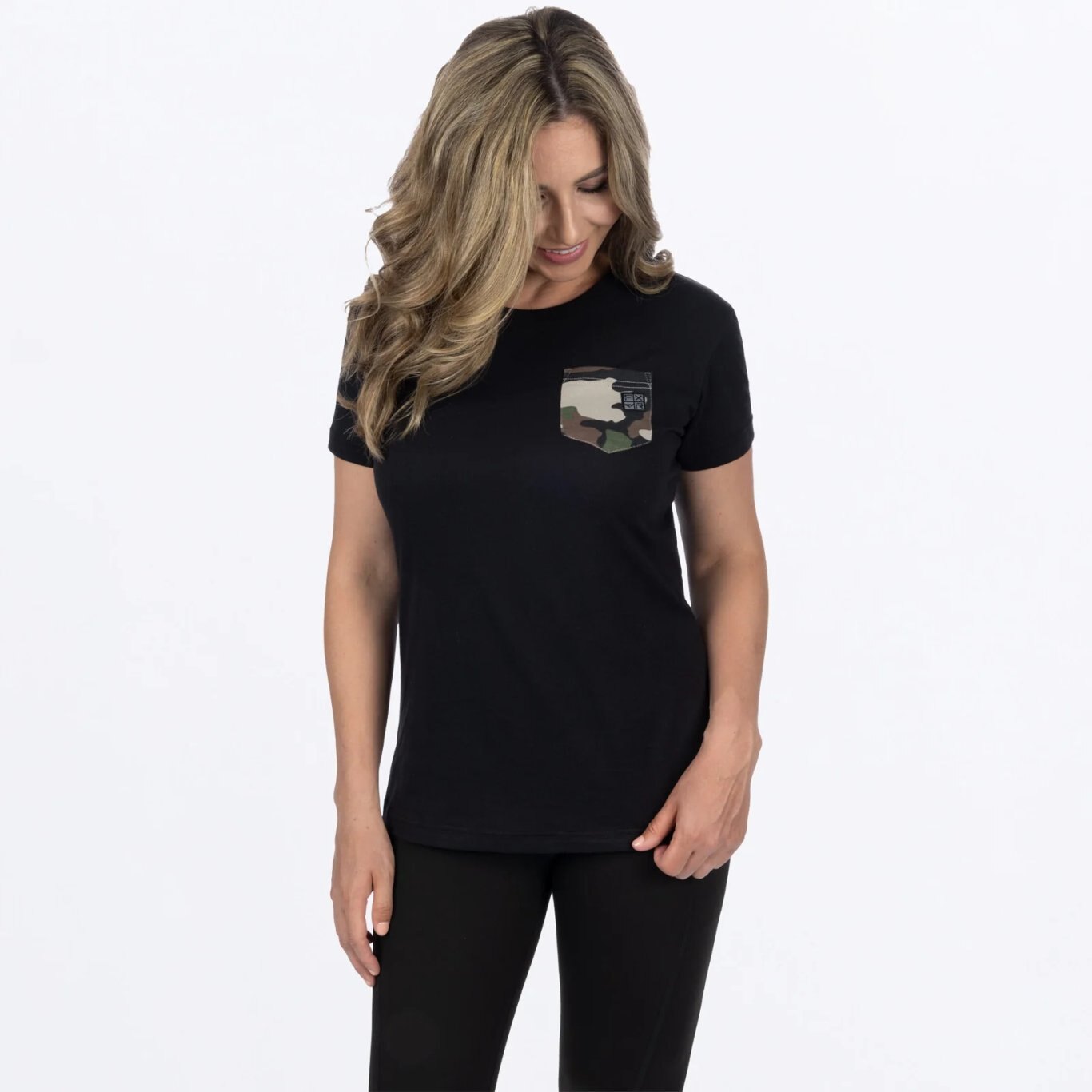 Work Pocket Prem Boyfriend T Shirt Blk/Camo